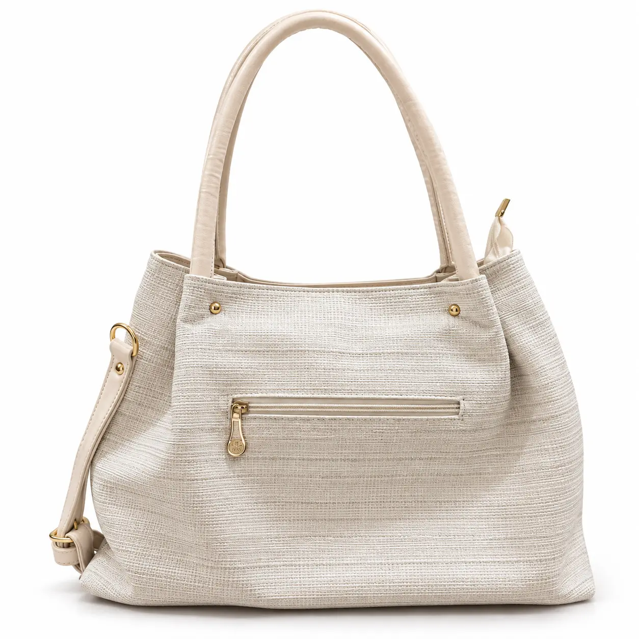 Ivory Stripe Leather Tote Bag